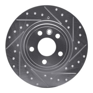 Jaguar E-Pace Brake Rotor (1) - Rear Right - R1 Concepts - Drilled & Slotted - Silver - `15-`20